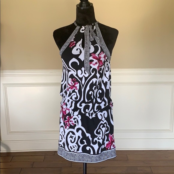 WHBM Tie Around Neck Patterned Dress EUC - Picture 3 of 8
